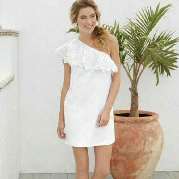 FARM Rio Dresses & Skirts - Farm Rio One Shoulder Eyelet Embroidered Dress XS